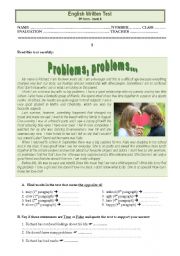 English Worksheet: Test - problems