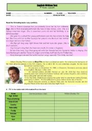 English Worksheet: Test - two famous stars
