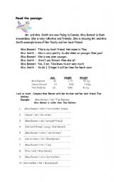 English Worksheet: comparatives: a reading text 