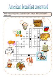 English Worksheet: American brakfast crossword