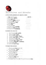 English Worksheet: adjectives& adverbs