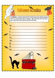 English Worksheet: Halloween Acrostics