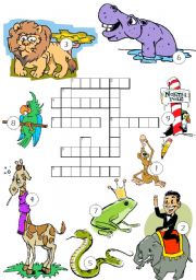 English Worksheet: Animals - croosword puzzle