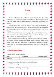 English Worksheet: reading