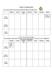 English worksheet: Pairwork: Daily Schedule using Present Simple, 3rd person plural