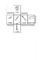 English Worksheet: school objects dice