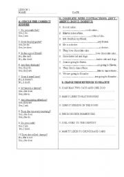 English Worksheet: do /does/ isnt /arent/ doesnt / dont 