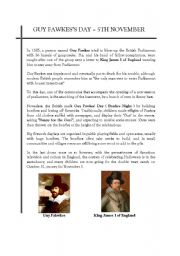 English Worksheet: Guy Fawkes Day