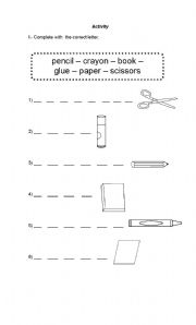 English Worksheet: School Supplies