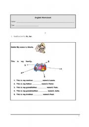 English Worksheet: Possessive determiners