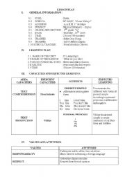 English Worksheet: lesson plan