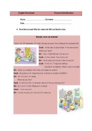 English Worksheet: Personal identification