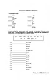 English Worksheet: Countables & Uncountables