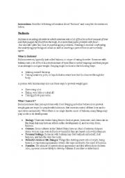 English worksheet: Blulimia