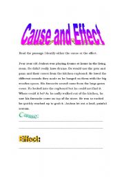 English Worksheet: Cause and Effect Passage