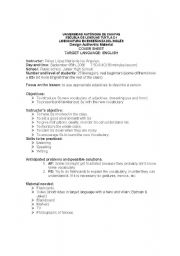 English Worksheet: Lesson Plan with Authentic Material