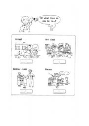English worksheet: At what time do you go