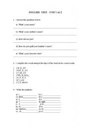 English worksheet: Begginer Test