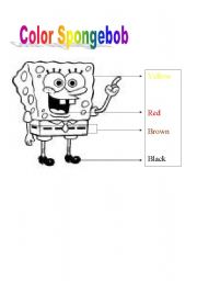 English Worksheet: Color Spongebob