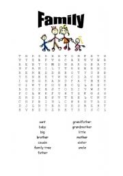 English Worksheet: Family wordsearch