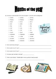 Months of the year worksheet