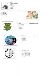 English Worksheet:  A quiz for elementary students