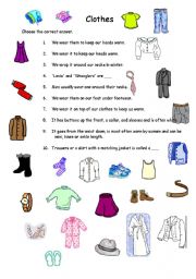 Clothes - ESL worksheet by Zippie