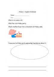 English Worksheet: birthday party