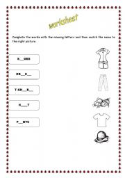 English worksheet: clothes