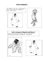 English Worksheet: Lets compare Harry Potter and Hagrid