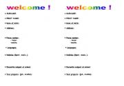 English worksheet: welcome ! 