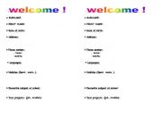 English Worksheet: welcome ! 