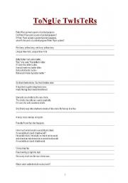 English Worksheet: English tongue twisters