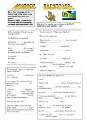 English Worksheet: Murder backstage