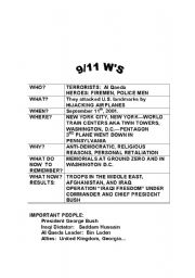 English worksheet: 911 who/what/when/Where/why for teacher