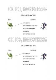 English worksheet: MONSTERS DESCRIPTIONS