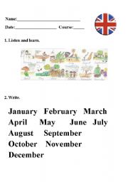 English Worksheet: The months of the year