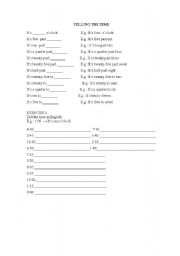 English worksheet: Telling the time