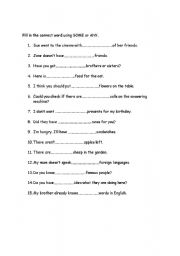 English Worksheet: some vs. any