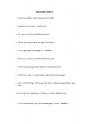 English Worksheet: Reported Speech