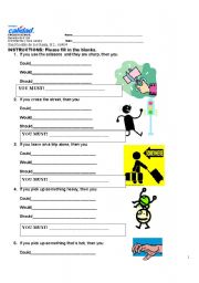 English Worksheet: conditionals and the use of could, would, should and must