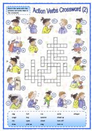 English Worksheet: Action verbs crossword (2 of 2)