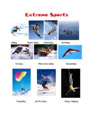 English Worksheet: Extreme Sports 2 Solution