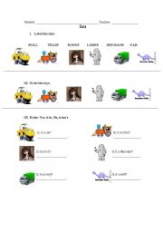 English worksheet: Toys