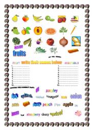 English Worksheet: fruits and vegetables