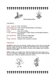 English Worksheet: Chicken quesadillas recipe