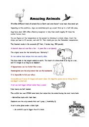 English Worksheet: amazing animals fun facts