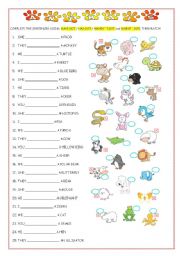 English Worksheet: ANIMALS AND HAVE GOT