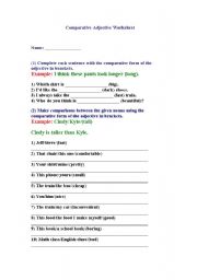 English Worksheet: Comparative Adjective Worksheet 