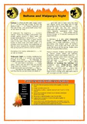 English Worksheet: Halloween (Samhain) and Beltane - reading, speaking, writing and games !! PART I.